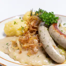 Teaser Image: Thüringer Rostbratwurst mit Sauerkraut und Kartoffelpüree