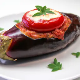 Teaser Image: Gebackene Auberginen mit Tomaten-Mozzarella Füllung