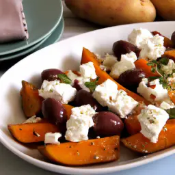 Teaser Image: Gebackene Süßkartoffeln mit Feta und Oliven