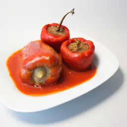 Teaser Image: Gefüllte Paprika auf Tomatensauce