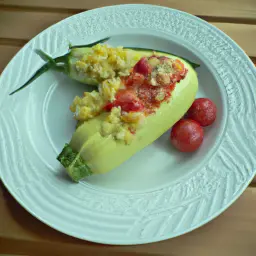 Teaser Image: Gefüllte Zucchini mit Tomaten-Mais-Füllung