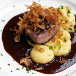 Teaser Image: Hackbraten mit Pilzsoße und Kartoffelpüree