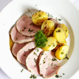 Teaser Image: Kabeljau im Speckmantel mit Salzkartoffeln