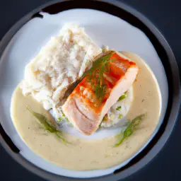Teaser Image: Lachs mit Dillsoße und Reis
