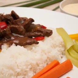 Teaser Image: Rinderstreifen in Hoi-Sin Sauce mit Wokgemüse und Reis