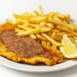 Teaser Image: Schnitzel mit Jägersoße und Pommes Frites