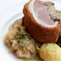 Teaser Image: Schweinebauch mit Kruste und Sauerkraut